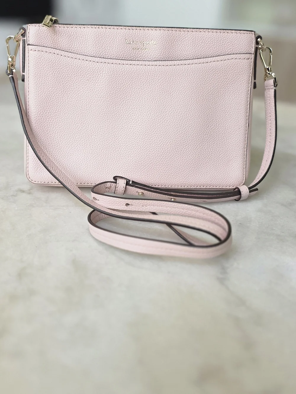 Kate Spade New York Pebbled Leather Crossbody Bag Blush Pink Silver Hardware